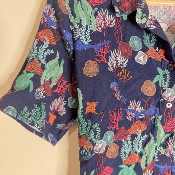 Sugarhill Brighton Dress Womens 10 Navy Sea Life Print Short Sleeve Tie Waist - Picture 4 of 10